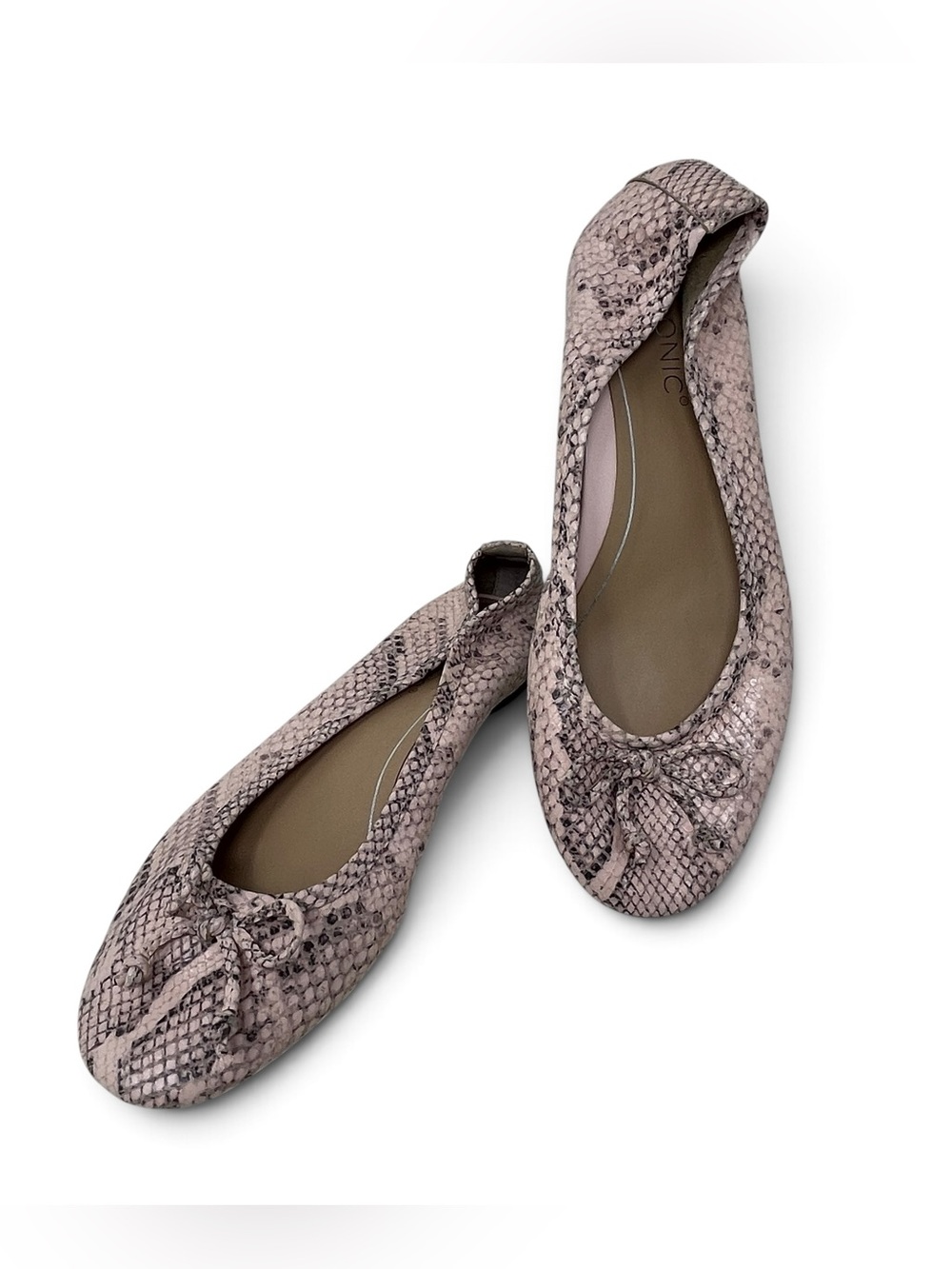 Vionic Callisto Ballet Flat 8 Pink Leather Python Print